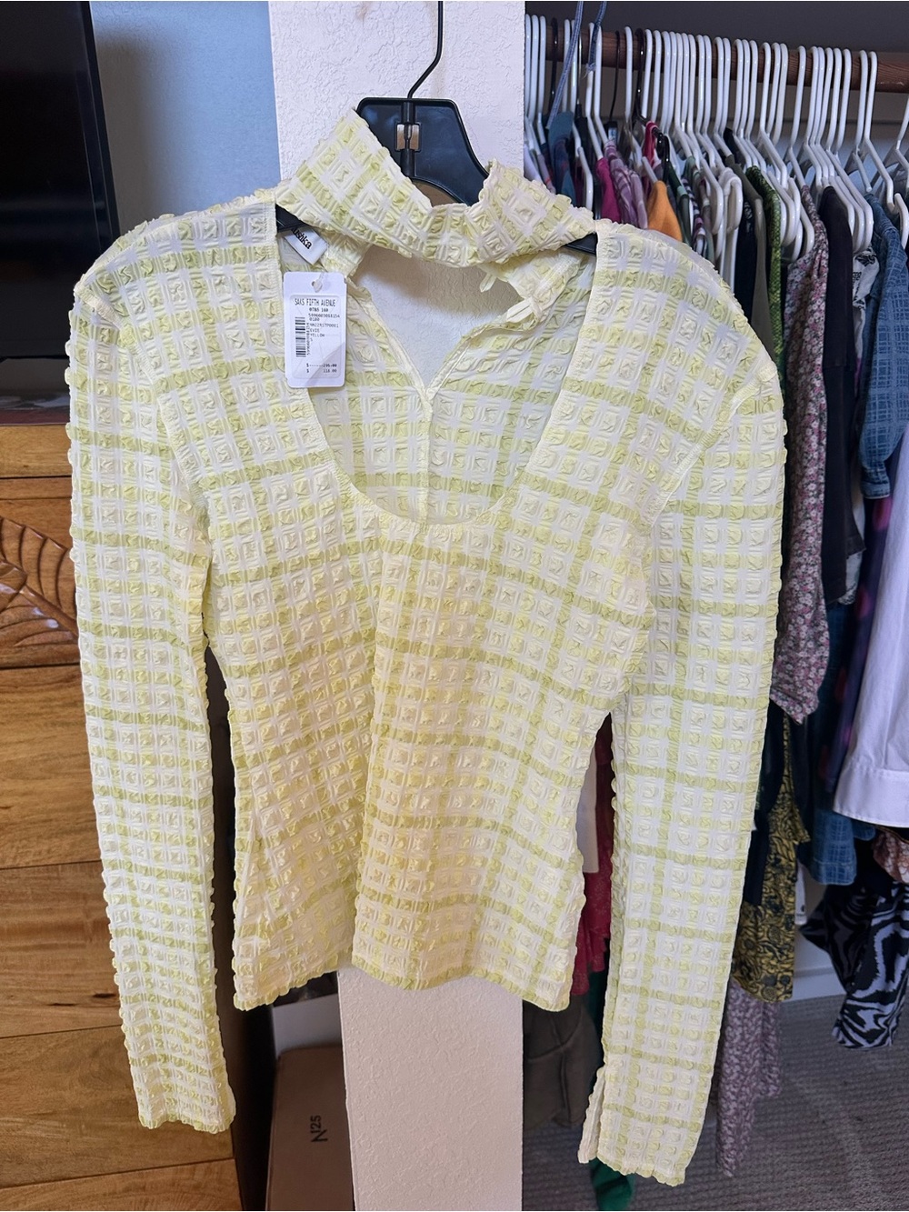 Nanushka Pale Yellow Textured Cutout Turtleneck Sweater